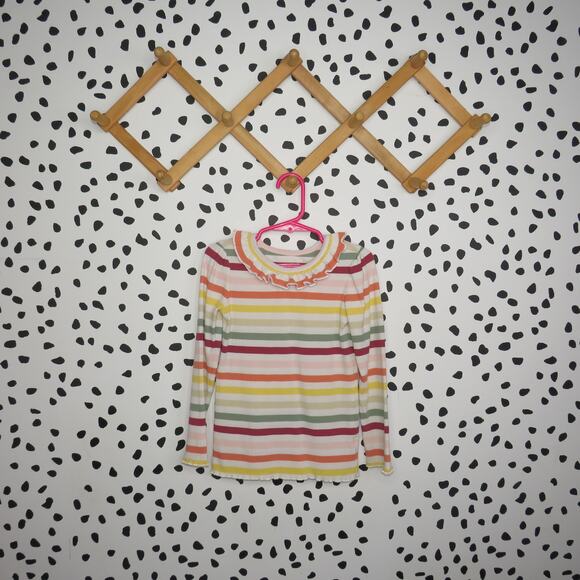 Garanimals Other - Garanimals Striped Ribbed Ruffle Neckline Long Sleeve Toddler Top